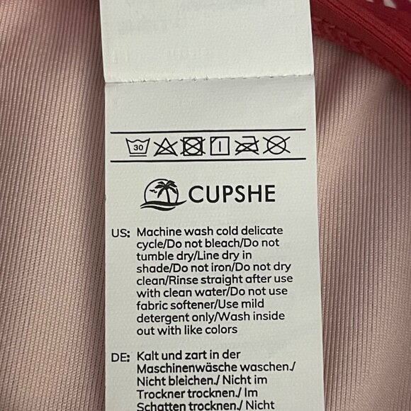 Cupshe Womens 2-Piece Tankini Swimsuit S Red Floral Square Neck Side Tie Cheeky - Picture 8 of 9